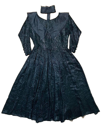 Abito Christian Dior manica lunga glitter colletto volant nero taglia 7