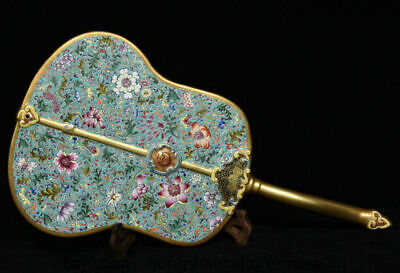 17.4  Ancient Chinese Colour Enamels Porcelain Gilt Dynasty Flower Handle Fan • 1074.45$