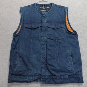 Club Vest Jacket Medium Blue Denim CCW Conceal Carry Full Zip - Picture 1 of 8