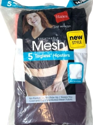 JUST MY SIZE Womens 5-Pair Hipster Underwear Panties Polyester Blend Size 14 6X - Image 1 of 3