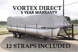 VORTEX DIRECT 24 ft Pontoon Boat Cover for SWEETWATER Pontoon Boats, GRAY - Picture 1 of 4
