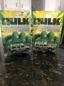 Lot Of 2 LIMITED ED HULK HUMMER H2 MOUNTAIN DEW DIE CAST Green Silver NIP - Picture 1 of 11