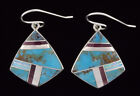 Multi-Stone Inlay Earrings By Navajo Artist Kenneth Bitsie