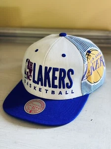 Los Angeles Lakers Mitchell & Ness Team Big Face HWC Snapback Hat Cap Signed - Picture 1 of 7