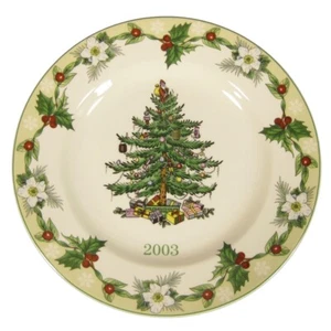 Spode Weihnachtsbaum jährliche Sammlerplatte 2003 Blumen Stechpalme Beeren England - Bild 1 von 6