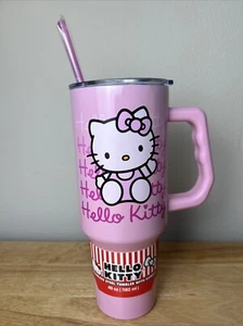 Hello Kitty Edelstahl rosa Becher mit Griff und Strohhalm - Bild 1 von 13