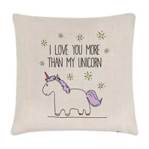 Lila I Love You More Than My Unicorn Leinen Kissenbezug - Kissen lustig - Bild 1 von 1
