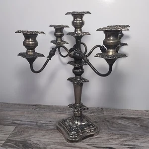 GSC 5 Arm Candelabra Silver Over Copper — Goldfeder Candle Holder NEEDS REPAIR - Picture 1 of 9