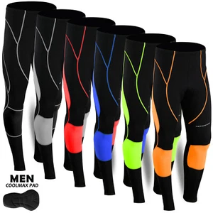 Mens Cycling Padded Tights Trousers Bike Pants Bicycle Legging - Picture 1 of 7