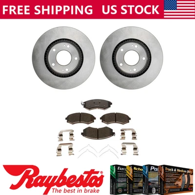 Kit de rotores de freno delanteros + pastillas de cerámica y herrajes para Kia Optima 2002 - Raybestos Foto 1 de 4