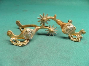 NICE OLD VINTAGE PAIR OF BUERMANN WESTERN COWBOY SPURS - Picture 1 of 23