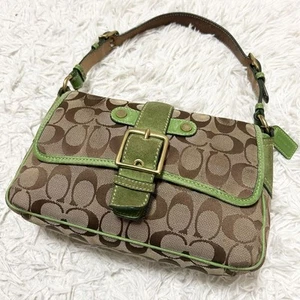 Bolso de Mano COACH Legacy Old Coach y2k Soho Verde Lona Para Mujer USADO DE JAPÓN - Imagen 1 de 17