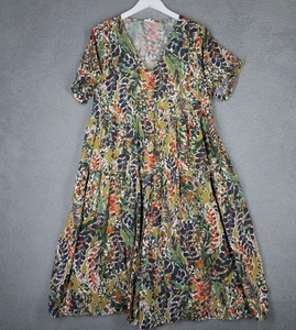Jodifl Maxi Dress Women's Large Floral Tropical Button Front Flowy Boho Summer - Picture 1 of 11