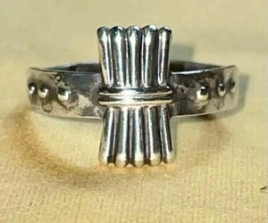 Antiker JJ White Co Lagerfeuer Mädchen Holz Sammler Sterlingsilber verstellbarer Ring - Bild 1 von 3