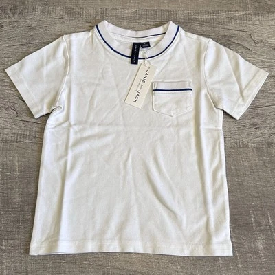 Camiseta masculina manga curta algodão manga curta Janie And Jack NOVA texturizada bolso branco 4 - Imagem 1 de 4