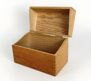 Vintage Schwalbenschwanz Holz Rezept/Index Karte Box, Harry C Hedberg Co. 7" x 4" x 5" - Bild 1 von 12