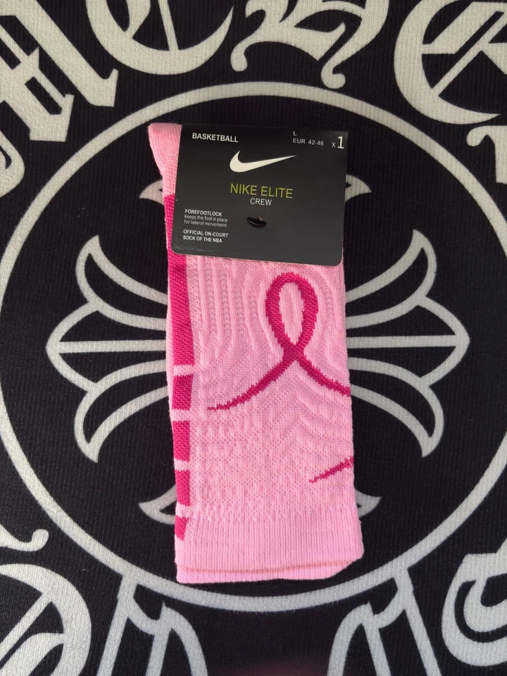 Calcetines Nike Elite Originales Rosa Cáncer de Mama Kay Yow Baloncesto Crew Talla Grande🏀 Foto 1 de 4