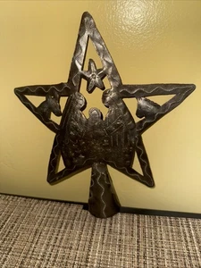 Handgefertigte Krippe Stern Baumspitze - 9,5" Metall Weihnachtsbaumspitze mit  - Bild 1 von 6