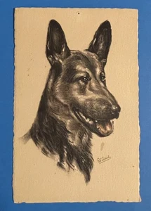 Postcard Dog Alsatian German Shepherd Artist RF Gaulis Switzerland - Picture 1 of 4