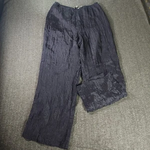 VINCE. NWT $295 Navy Crinkle Creased Straight Leg Trousers Pants Size Large - Picture 1 of 9