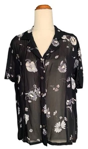 Vintage Jacqui-E Estampado Floral Mujer Abotonada Transparente Años 90 Talla 16 Manga Corta - Imagen 1 de 13