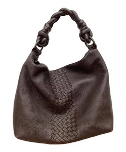 Bottega Veneta Hobo Shoulder Bag 179331 Intrecciato Handbag Dark Brown Leather - Picture 1 of 8