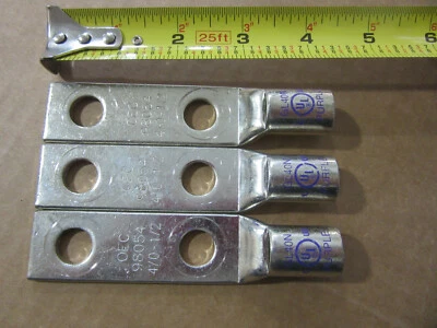 (3) Burndy GL40N Copper Lugs for 4/0 Cable Purple with Two 1/2" Holes NEW!!!