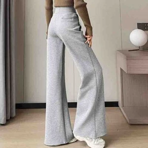 Pantaloni dritti tinta unita coulisse gamba larga pantaloni sportivi larghi ragazza GB - Foto 1 di 14