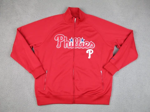 Philadelphia Phillies Sweater Adult 2XL XXL Red Pullover Zip Nike Baseball Mens Cover
