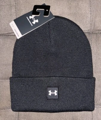Gorro Under Armour para hombre con puño de medio tiempo negro/blanco talla única  Foto 1 de 4