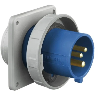 Hubbell Hbl330b6w Iec Pin And Sleeve Inlet,30A,250V,Blue - Image 1 of 2