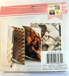 DCWV 4.5"x4.5" Chipboard Accordion Style Photo Album 6 Pages Insta Photo Fun - Picture 1 of 2