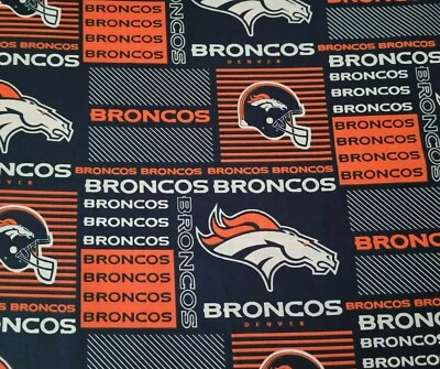 30" Denver Broncos Fabric Traditions 58" Wide on Navy NFL Football - Image 1 of 3
