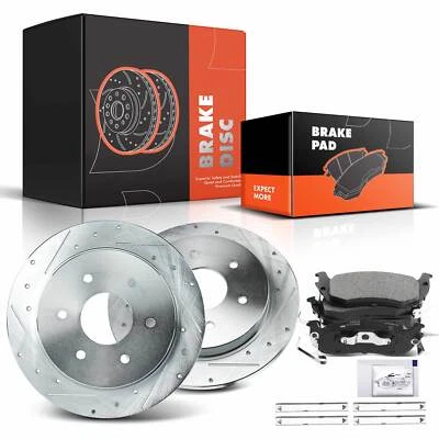 Nuevo rotor de freno perforado y pastillas de freno de cerámica para INFINITI QX56 Nissan Titan trasero Foto 1 de 4