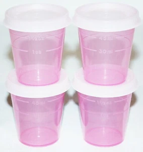 Tupperware Midgets Set of 4 Containers 2 oz. Pink Little Tupper Minis - Picture 1 of 1
