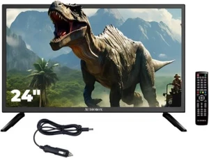 Audiobox 12V 24" TV HDTV for RV Camp w/ Built-in DVD Player HDMI & USB Black - Picture 1 of 8