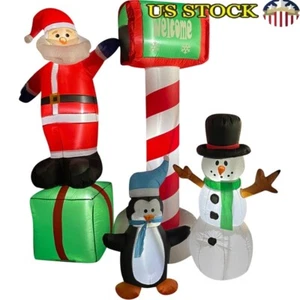 Pupazzo di neve pinguino di Babbo Natale gonfiabile 6 piedi con luci cassetta postale decorazione natalizia nuovo - Foto 1 di 2