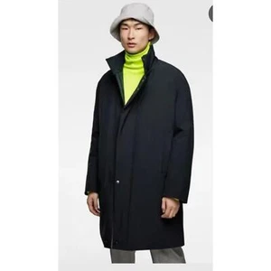 ZARA MEN PARKA COAT Mid Length -Black - Size M - Picture 1 of 14