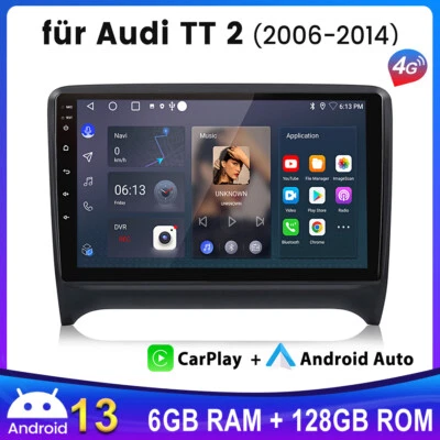 6+128G Für Audi TT 8J 2006-14 Android 14 Autoradio Apple Carplay SWC NAVI DSP 4G - Bild 1 von 4