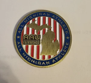 Michigan AAU Taekwondo State Championships Brass & Enamel Medal #1371 - Picture 1 of 2