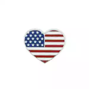 2pc American Heart Shaped Flag Enamel Pin - Picture 1 of 3