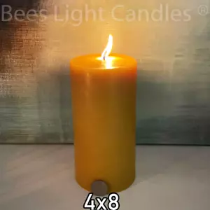 4" x 8" Beeswax Pillar Candles / Pure Clean Burning / Long Lasting / Natural 🐝 - Picture 1 of 3