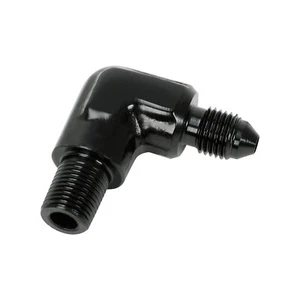 Black -3 AN to 1/8 NPT Male Fitting Adapter 90° Degree Elbow Aluminum - Picture 1 of 5