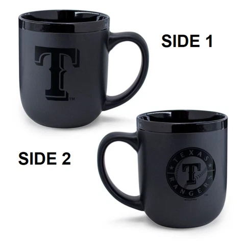 Texas Rangers 17oz Matte Black Coffee Mug [NEW] MLB Tea Cup Hot Tumbler Cover
