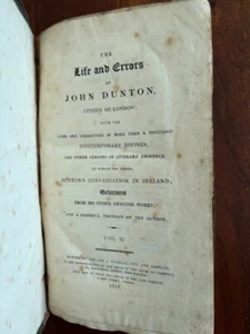 1818 Life and Errors of John Dunton, Citizen of London, IRELAND, Volume II only - Picture 1 of 3