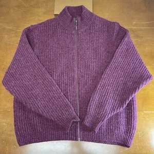 Vintage L.L. Bean Sweater Womens XL Pink Full Zip Wool Alpaca Heavyweight USA - Picture 1 of 11
