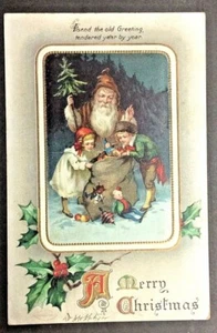A Merry Christmas Brown suit Santa w Children and Toys by International Art #53 - Picture 1 of 2
