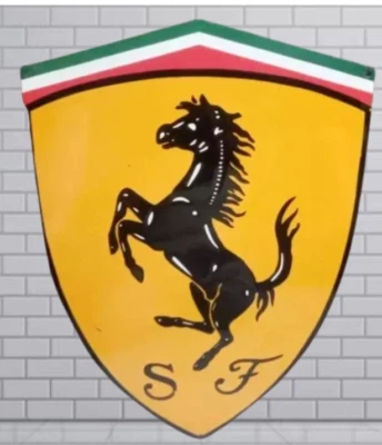 Ferrari Logo Rare Porcelain Enamal Heavy Metal 28x22  inches Single Side - Image 1 of 4