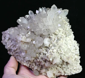 Piedra de cristal de cuarzo esqueleto transparente natural y racimo de calcita muestra mineral - Imagen 1 de 11
