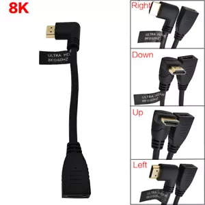 90 Degree Angled HDMI 2.1 Cable Male to Female  8K@60Hz Ultra HDTV HDR Adapter - Picture 1 of 8